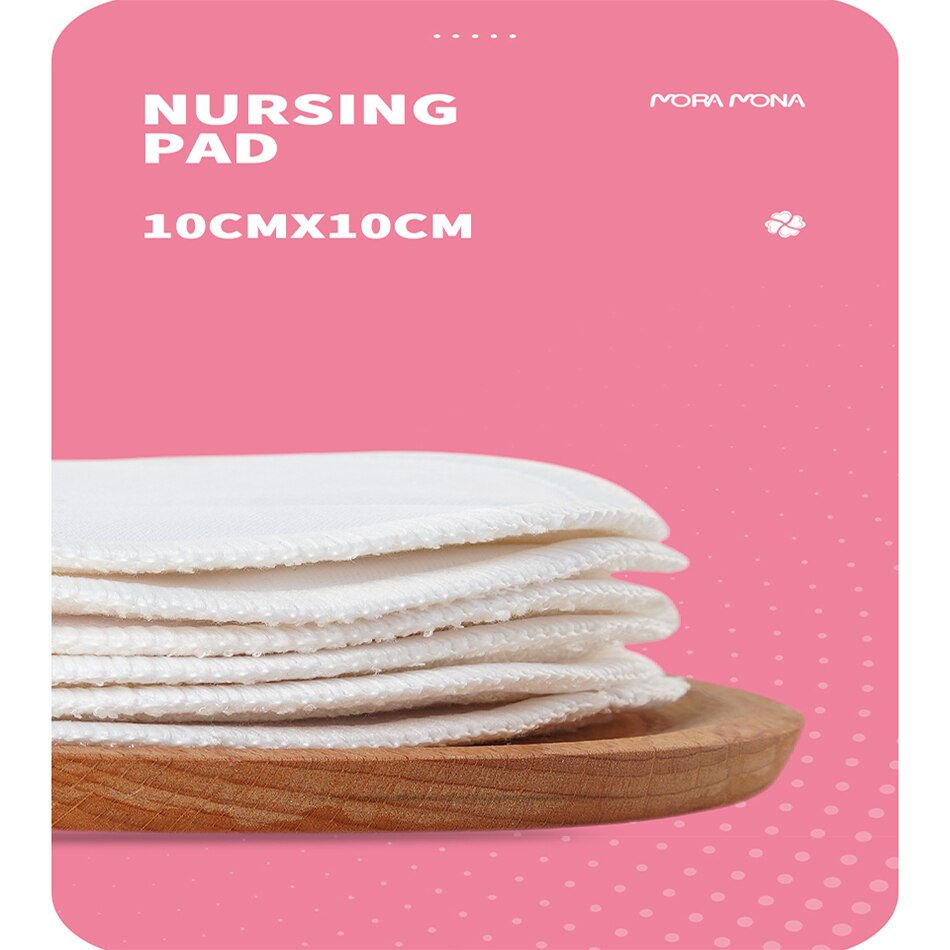 Mora Mona – coussinet d&#39;allaitement lavable, 6 pièces/paquet, réutilisable, doux et respirant, avec sac à linge