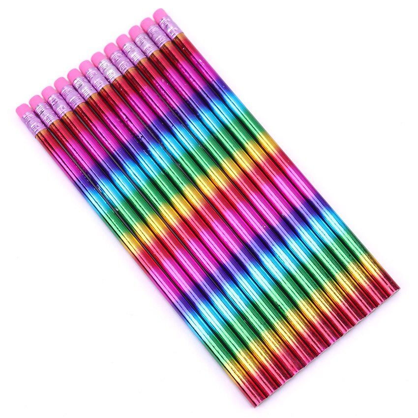 12PCS DIY Pencil HB Rainbow Pencil Wooden Pencil Stationery Items Drawing Supplies Cute Pencils School Office Stationery