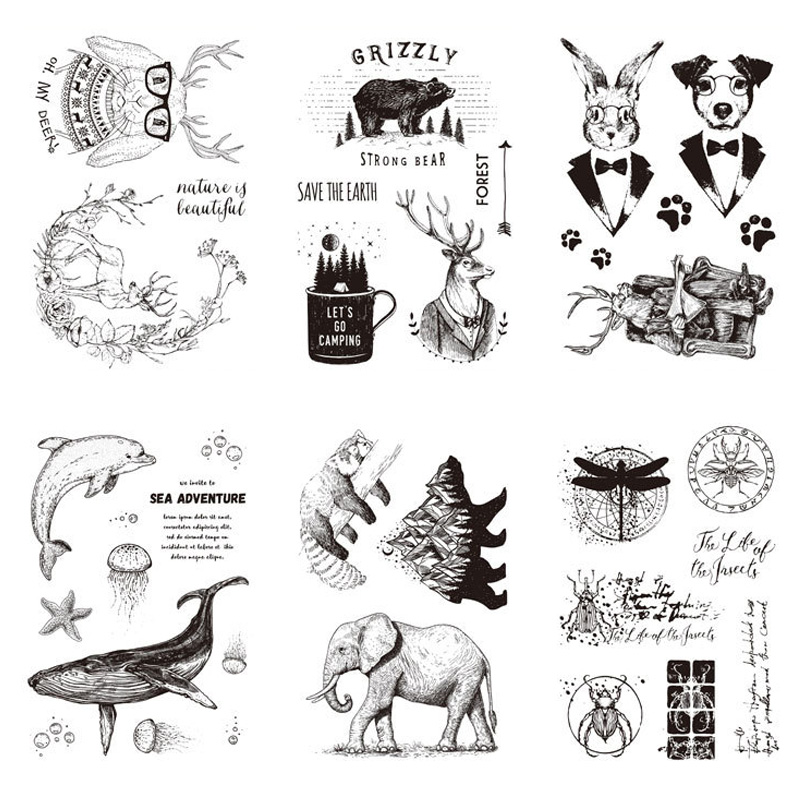 Animals Insect Clear Stamps Whale Deer Rubber Stamps Seal for DIY Scrapbooking Photo Album Decorative Template Crafts Stamps