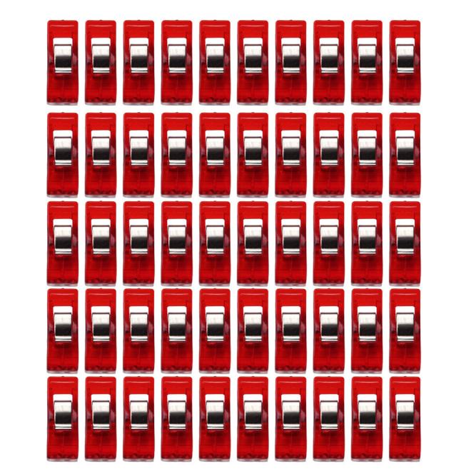 50 PCS Sewing Machine Tools Clear Sewing Craft Quilt Binding Plastic Clips Clamps Pack Sewing Accessories Portable: Red