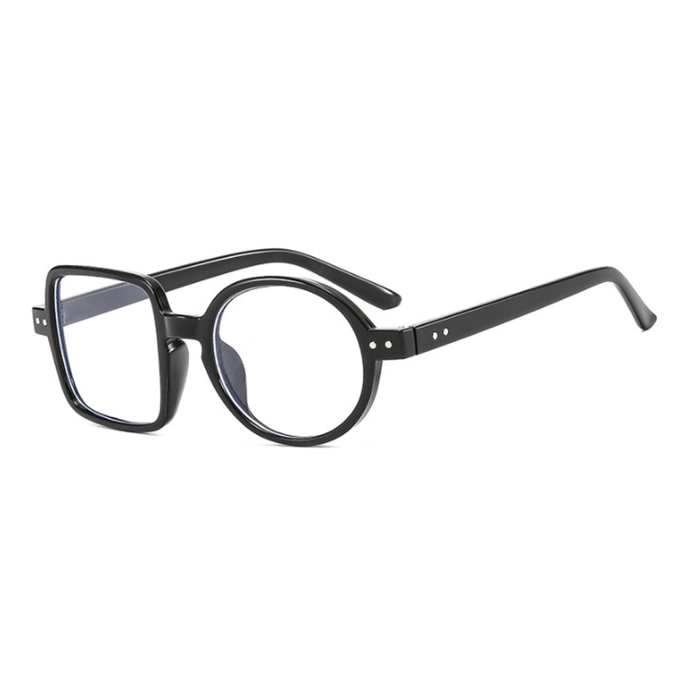 Gafas redondas y cuadradas asimétricas Vintage para hombres y mujeres, gafas de montura óptica de gran tamaño, nueva , 2023: Negro