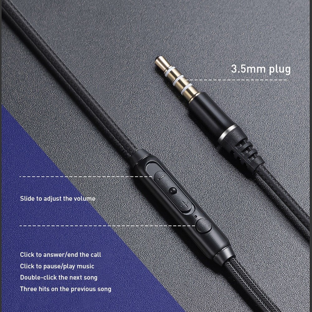 3.5mm kabelgebundene in-ear-sportkopfhörer mit 2 treibern, quad-moving-coil-treiber, hifi-bass, hd-mikrofon und galvanisiertem gehäuse