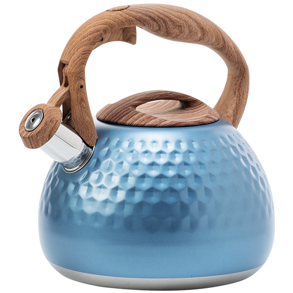 3L Stainless Steel Whistling Tea Kettle Stovetops Enamel Food Grade Tea Pot With Heat-Proof Handle For Gas Induction Cookers: A Blue