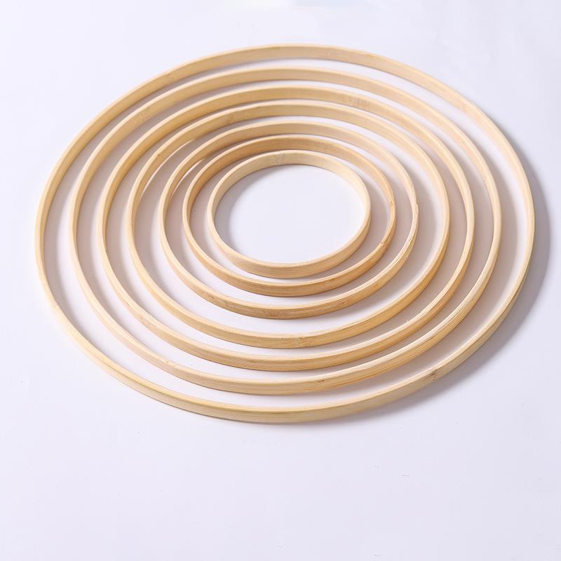 Cerceau floral en bois de bambou pour la décoration de la maison, cerceau en macramé, anneaux en bois pour la fête de mariage, couronne de fleurs bricolage, réplicateur de cadre, 1PC