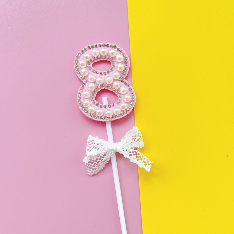 1Pc Glitter Alloy Rhinestone Number Cake Toppers Baby Shower Birthday Decoration Wedding Gold Silver Digital Cakes Dessert Decor: Gold