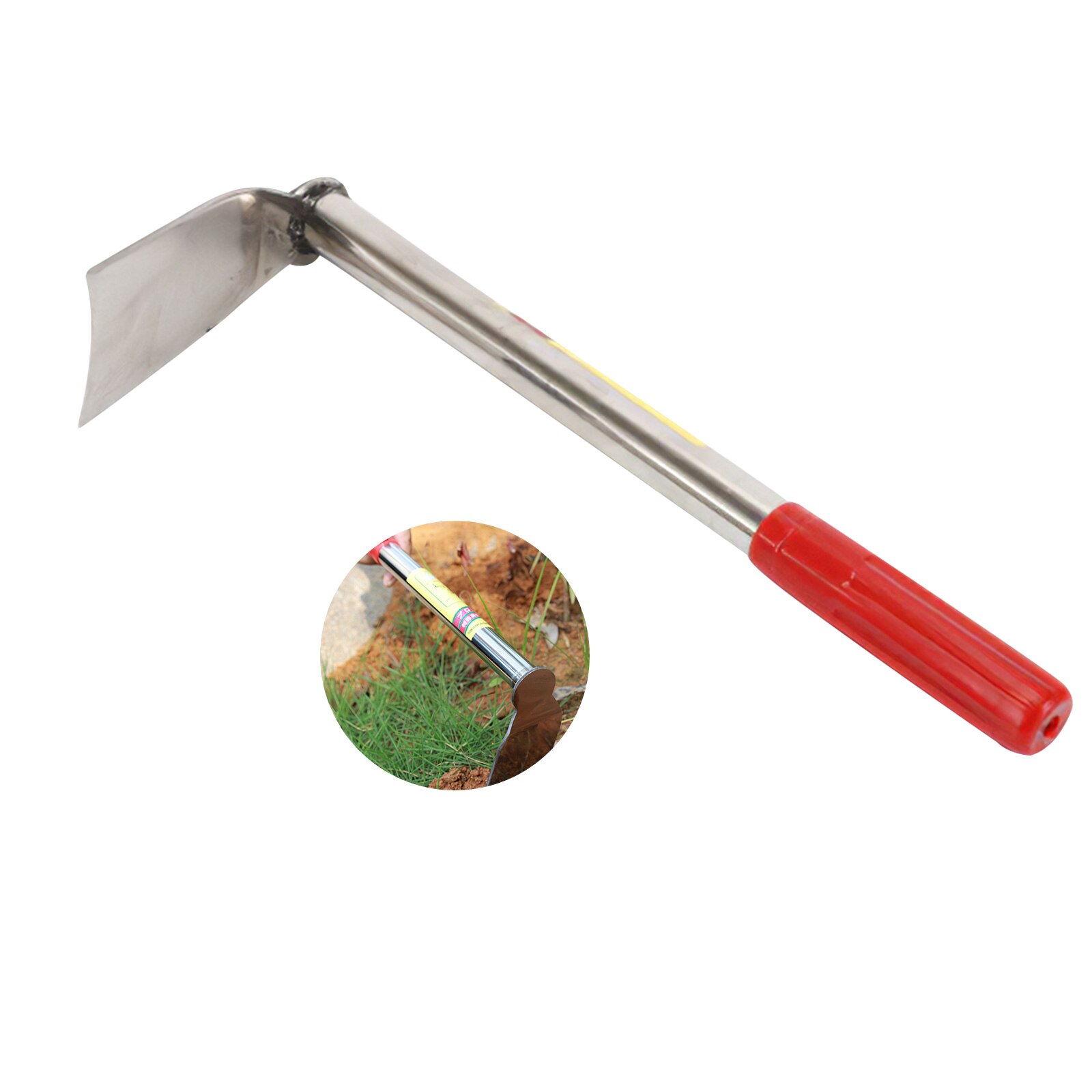 All-Steel Hoe Weeding Rake Farm Tools Wear Resistant Farming Hoe with Non-slip Handle Handheld Weeding Tool