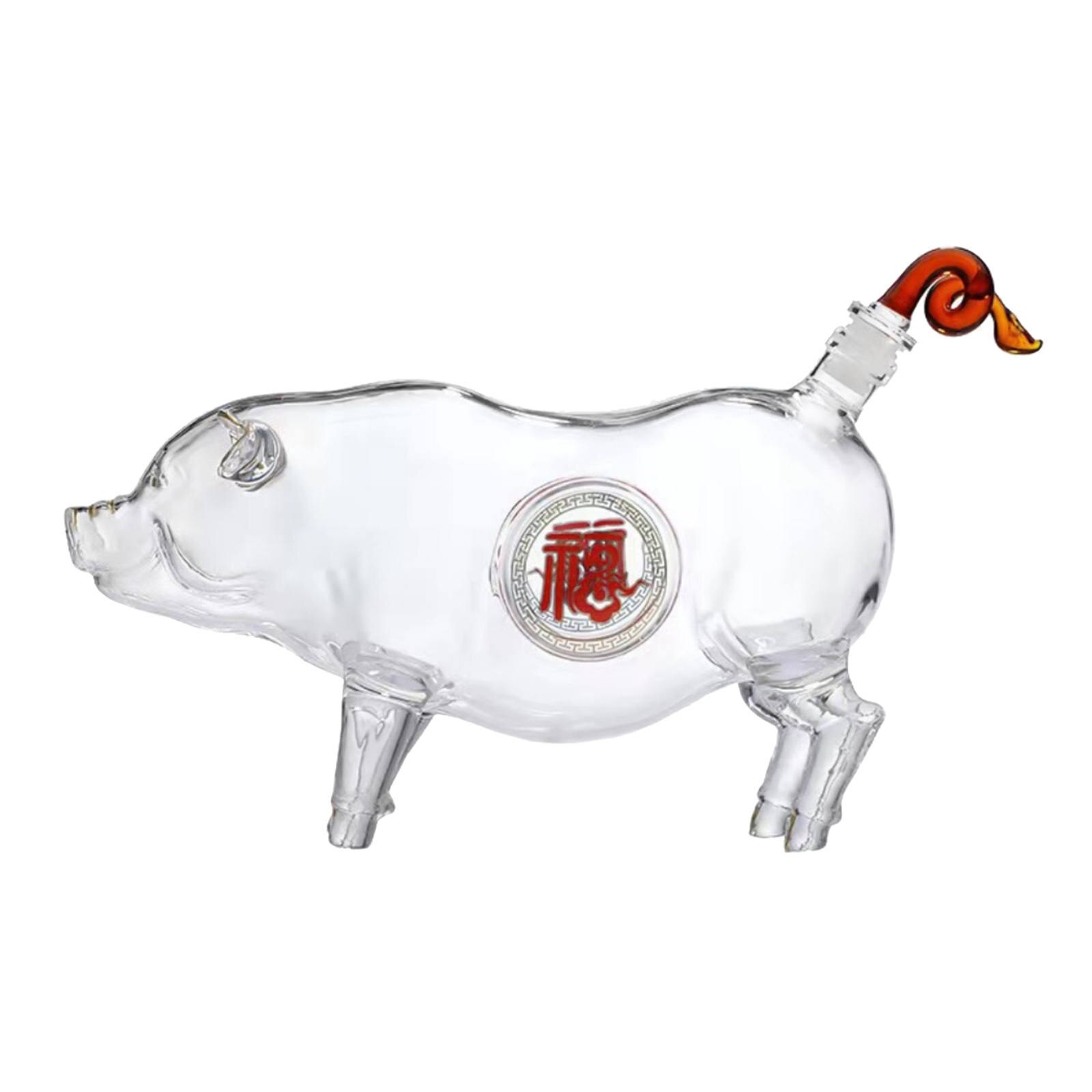 1000Ml Novelty Animal De Pig Vormige Stijl Huis Bar Whisky Karaf Voor Wijn Wodka Brandy Tequila Champagne: Fu Pig