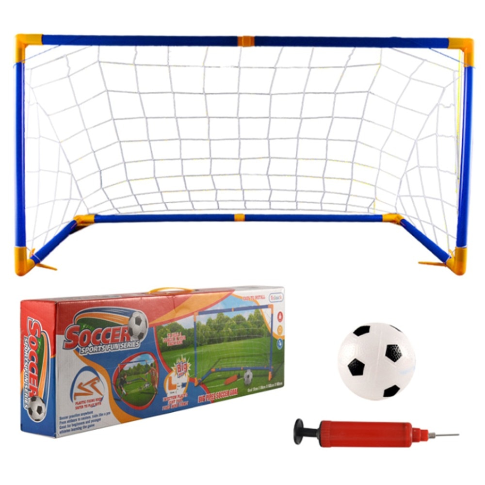 118cm Large Size Portable Folding Children Football Net Door Sports Toys Set Football Gate Soccer Inflator