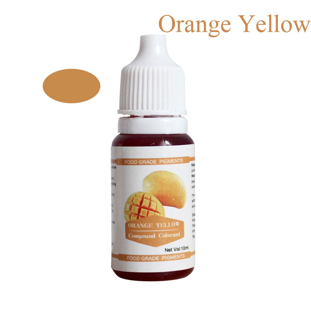 12 Kleuren 10Ml Macaron Ijs Cake Kleurstof Ingrediënten Cake Fondant Bakken Cake Eetbare Kleur Kleurstof Alimentaire: Orange Yellow