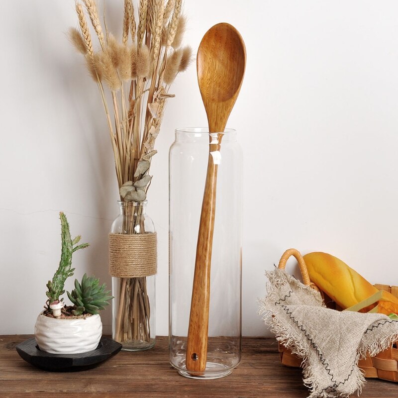Cucchiaio di legno a manico lungo del cucchiaio di legno gigante a 16.5 pollici per cucinare e mescolare l&#39;utensile da cucina B03E