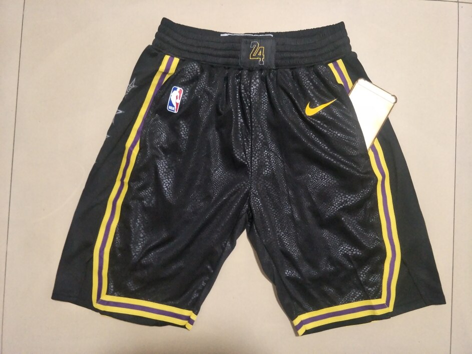 Sport Basketball Shorts NBA Los Angeles Lakers Tasche Kurze Hosen -Presse Shorts Schlange Muster Schwarz: 1 / XXL