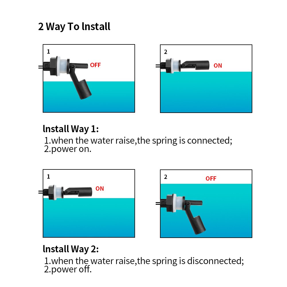 6Pcs 220V Liquid Level Sensor 3/8Inch Thread Water Tanks Horizonal Install Water Tank Float Switch,Normal Open/Normal Close