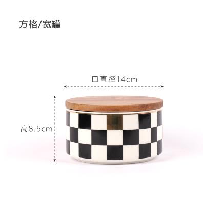 Nordic geometric pattern ceramic storage jar, tea pot candy jar, home office desktop decoration , artwork: style 4
