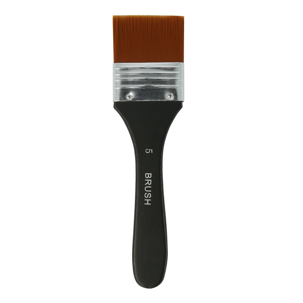 Flat Paint Brush Nylon Trim Art Paintbrush Wooden Handle for Gesso Stains Glues Varnishes Paint Wall Painting: No.5