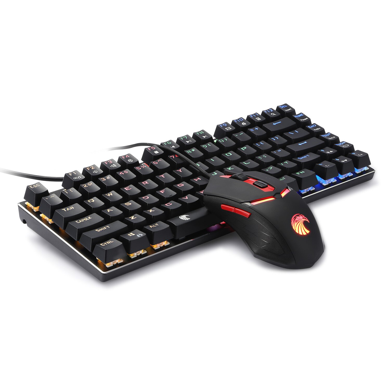 HUO JI Z-88 Mechanical Keyboard Mouse Combo 2 in 1 Blue Switch TKL Keyboard 3200 DPI Mice Gaming Set