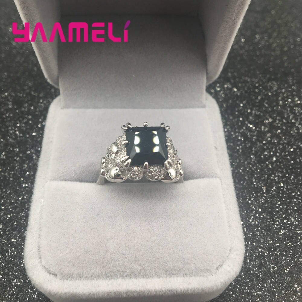 Hip Hop Ring for Men Women 925 Sterling Silver Skeleton CZ Crystal Claw Setting Skull Party Accessories Jewelry Fast