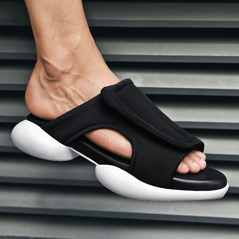 Trend Mannen Zomer Slippers Comfortabele Outdoor Slippers Heren Zachte Zool Platte Slippers Mannen Zwarte Casual Mannen Strand Schoenen