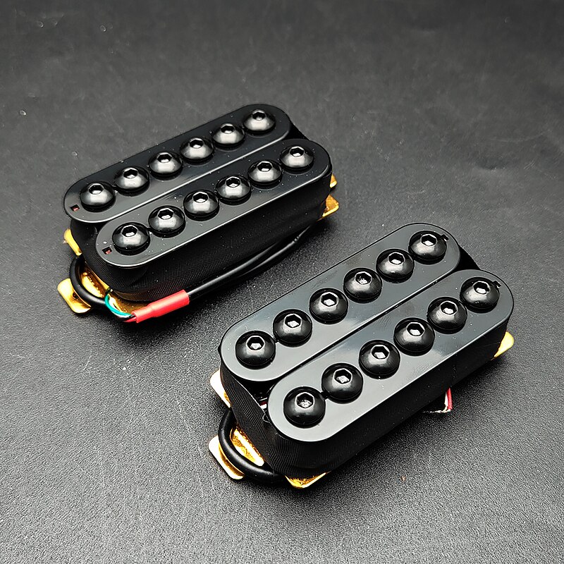 Adjustable Metal Double Coil Electric Guitar Pickups Humbucker Punk Black: Neck and Bridge
