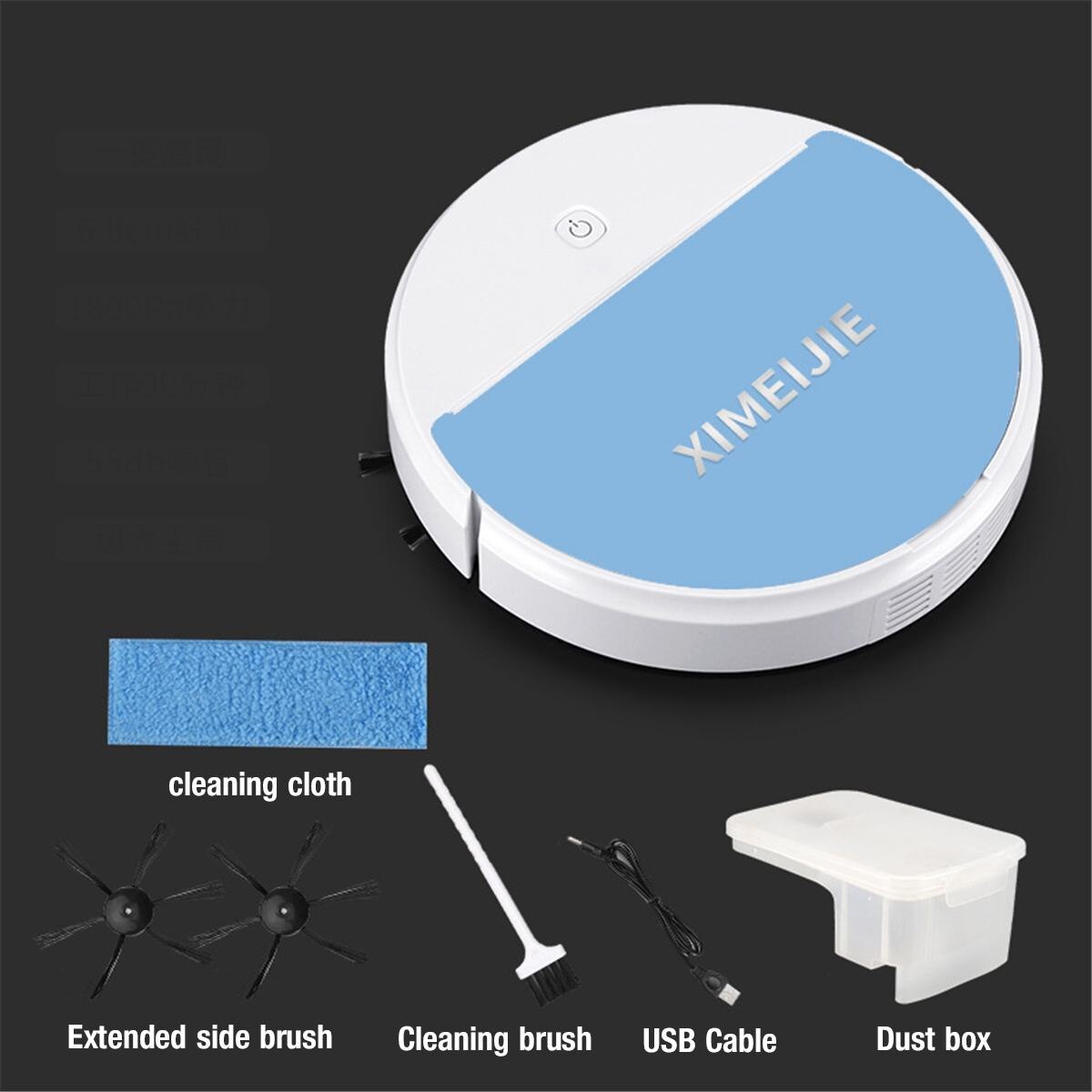 1800Pa Smart Sweeping Robot Floor Spray UV Disinfection Sterilization 3-In-1 USB Rechargeable Dry Wet Sweeping Vacuum Cleaner