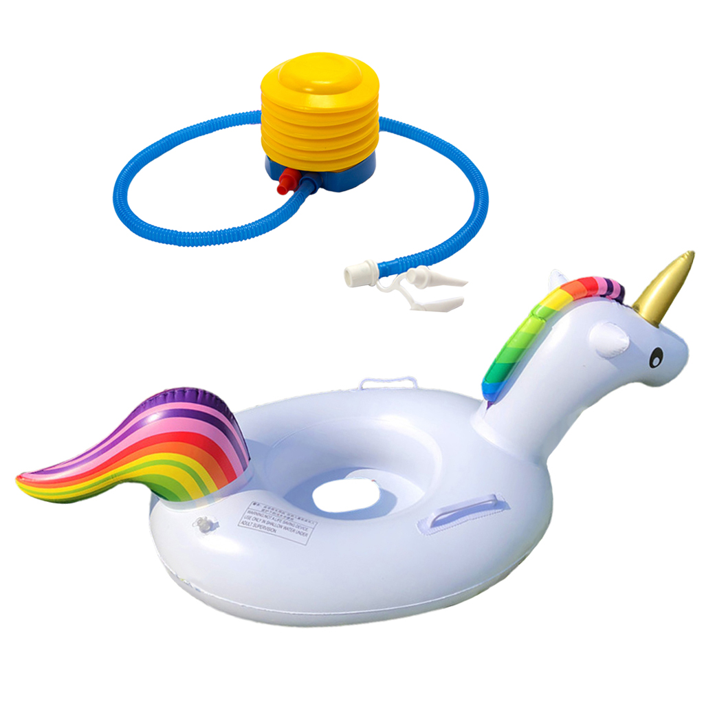 Inflatable Unicorn Pool Float with Handles Swim Ring Party Toys for Kids