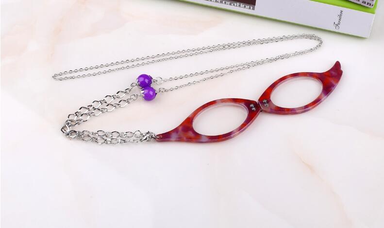 Bedels leesbril hanger ketting schelphard lange ketting kleurrijk frame opvouwbare vergrootglas houder kettingen: Rood