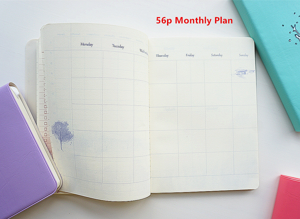 "Good Mood" Cute Faux Leather Monthly Weekly Planner Agenda Any Year Diary Journal Notebook