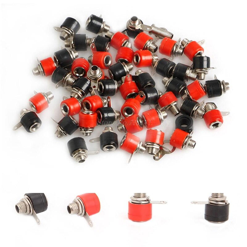 50pc 4mm Banana Panel Socket Test Probe Binding Post Nut Plug Jack Connector