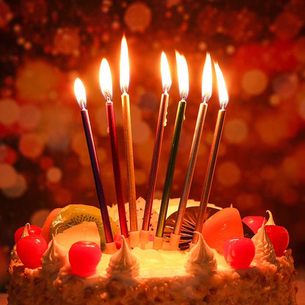 Vela para tarta de lápiz largo 6 uds., vela para tarta de cumpleaños, fuego seguro para niños, de cumpleaños, pastel de bodas, decoración con velas para el hogar