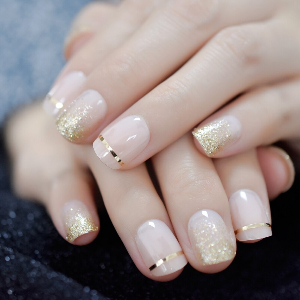Glædelig jul dekorativ presse på negle firkantet lyserød faux ongles mat snefnug hjorte jul element manikyr kunst tips kort: L5111