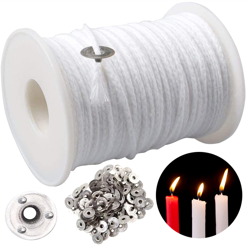 61 m Baumwollkerzendocht, Rollkern, rauchfrei, Aromatherapie, zylindrischer Kerzenfaden, handgefertigtes Kerzenherstellungsset, DIY-Kerzenzubehör
