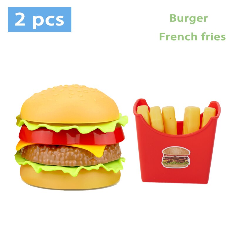 Juguetes de comida de imitación para niños, casa de juego para bebés, hamburguesa, perro , patatas fritas, juego de cocina de juguete, juguetes educativos de comida rápida: Burger French fries