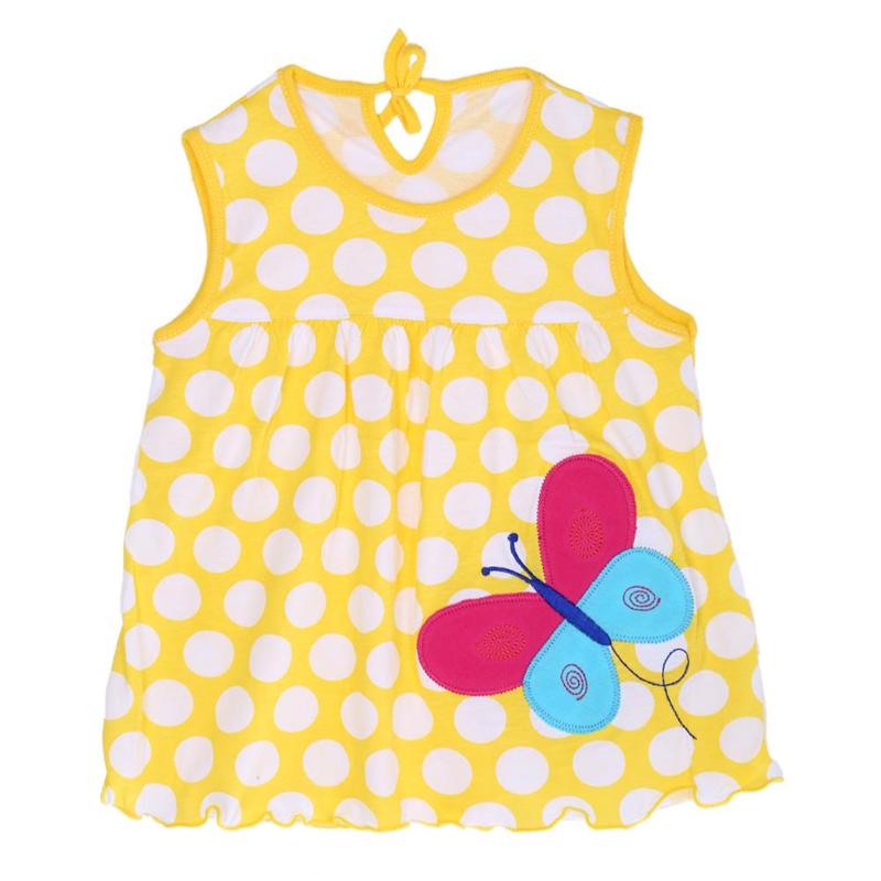 Summer Girls Dresses Newborn Baby O-neck Sleeveless Cotton Princess Mini Casual Dress Child Cute Pattern Decor Dot Clothes: k