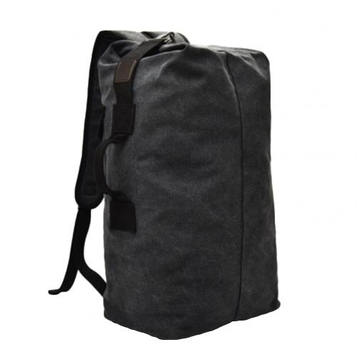 Moderna mochila de lona para hombre, portátil, para viajes al aire libre, mochila de lona de Color sólido, Mochila deportiva de gran capacidad, mochila para ciclismo de montaña: Black S