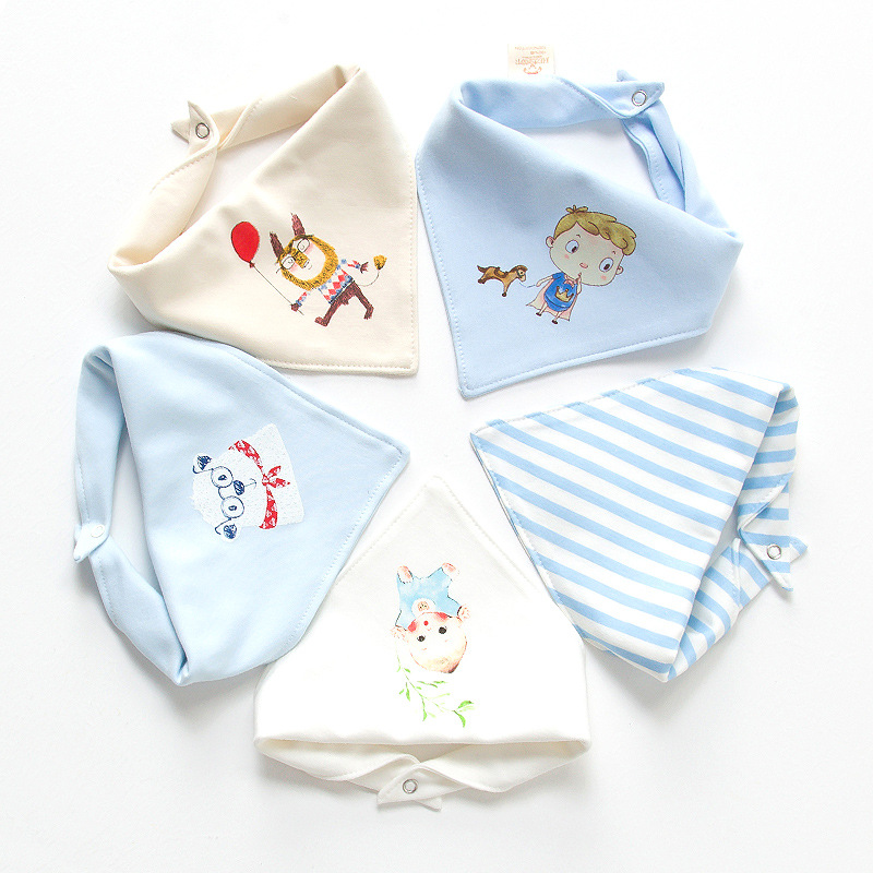 5Pcs Slabbers Bandana Katoen Babyvoeding Schort Driehoek Leuke Baby Slabbetjes Meisjes Jongens Cartoon Voeden Sjaal Kraag Bib burp Doek: 23