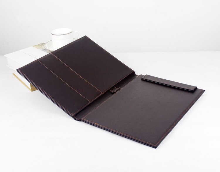PU Multifunction A4 Business Padfolio Large Paper Clipboard Office Paper Files Organizer Desk Set: Auburn