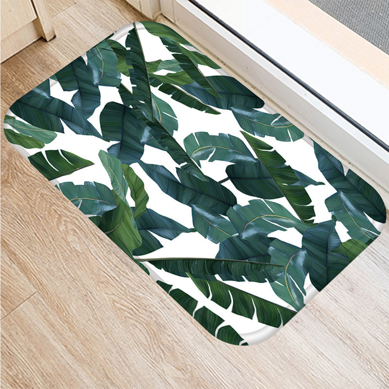 Tropisk monstera mønster køkken indgang 40*60cm dørs måtte koral fløjl tæppe dørmåtte indendørs gulvmåtter skridsikker tæppe 48233: 2dd-48233-017