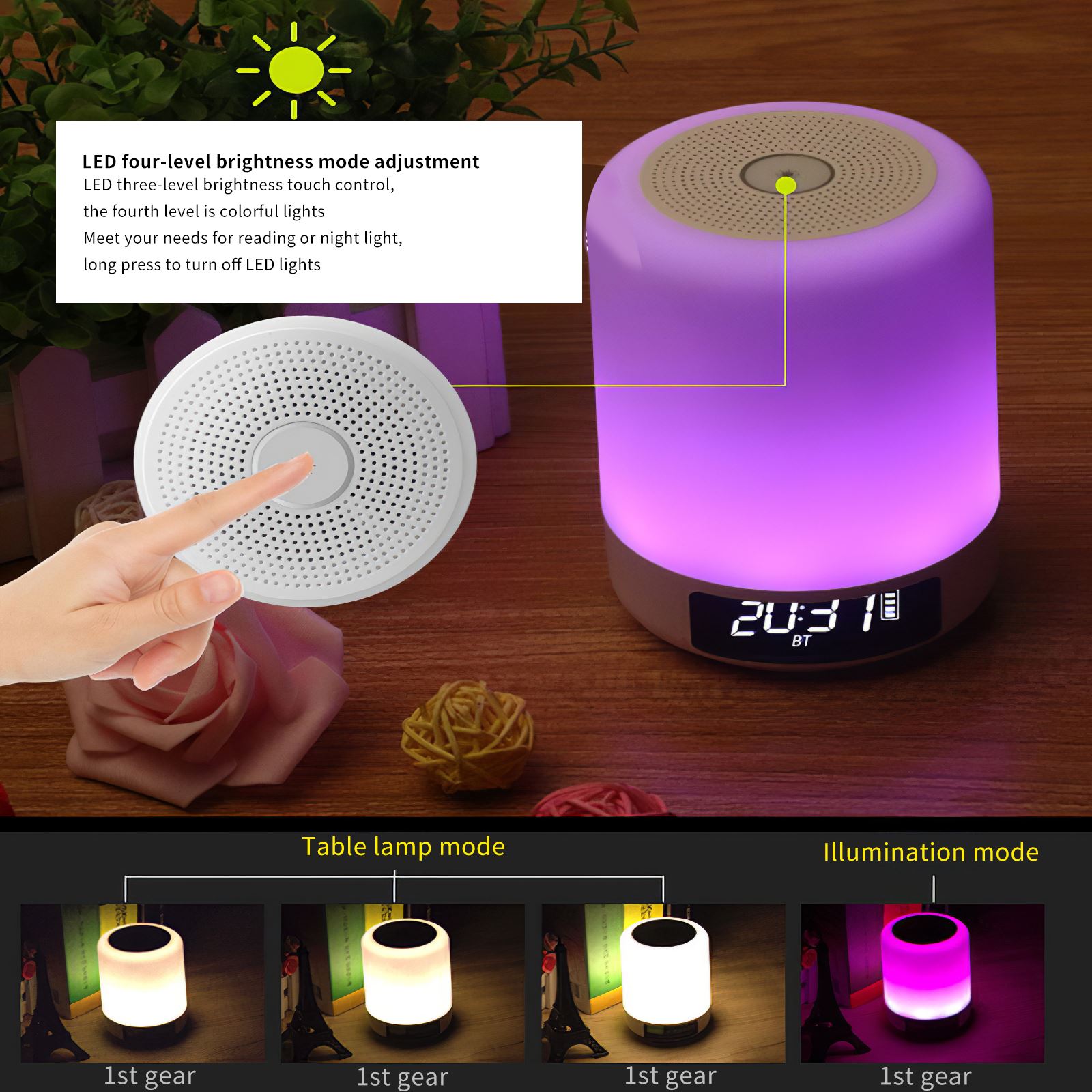 Luce notturna colorata con altoparlante Wireless Bluetooth Smart Touch Control portatile colori lampada da tavolo a LED da tavolo supporto TF Card