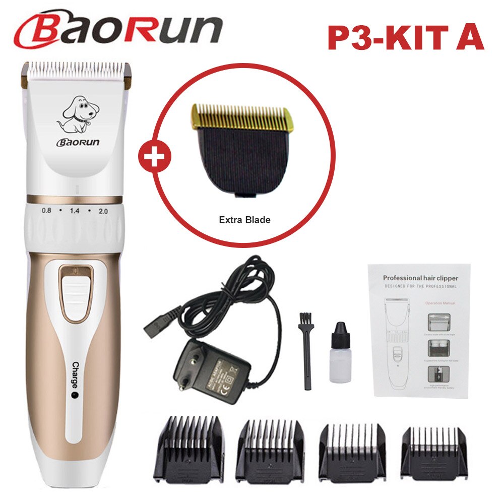Baorun Pet Dog Hair Trimmer Animal Grooming Clippers Cat Cutter Machine Shaver Electric Scissor Clipper 110-240V AC: P3-KIT A