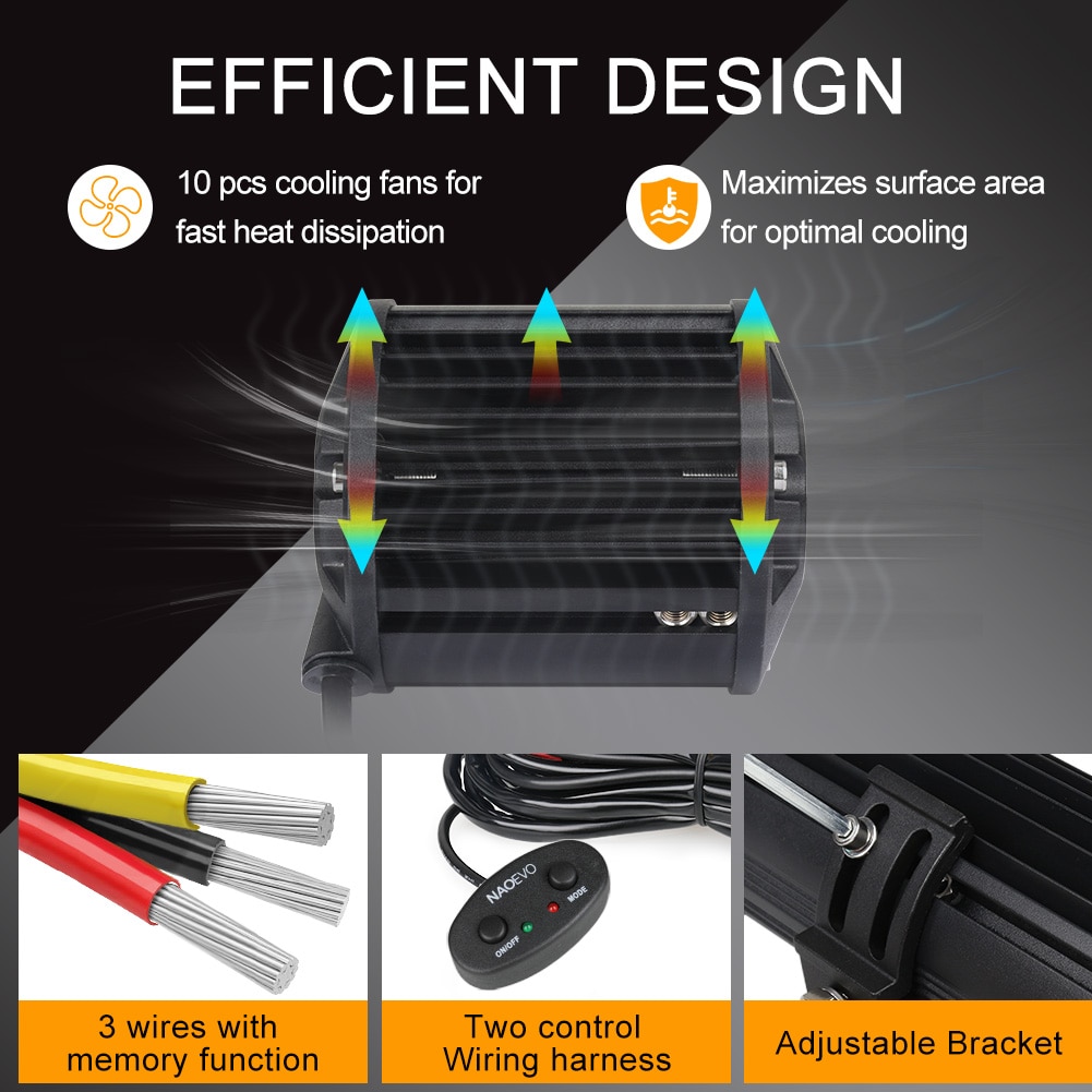 NAOEVO 4x4 Off Road LED Light Bar Pods 4inch 120W 12V 24V 6 Modes Fog Driving LED Work Light For Auto ATV Motorcycle Truck Jeep