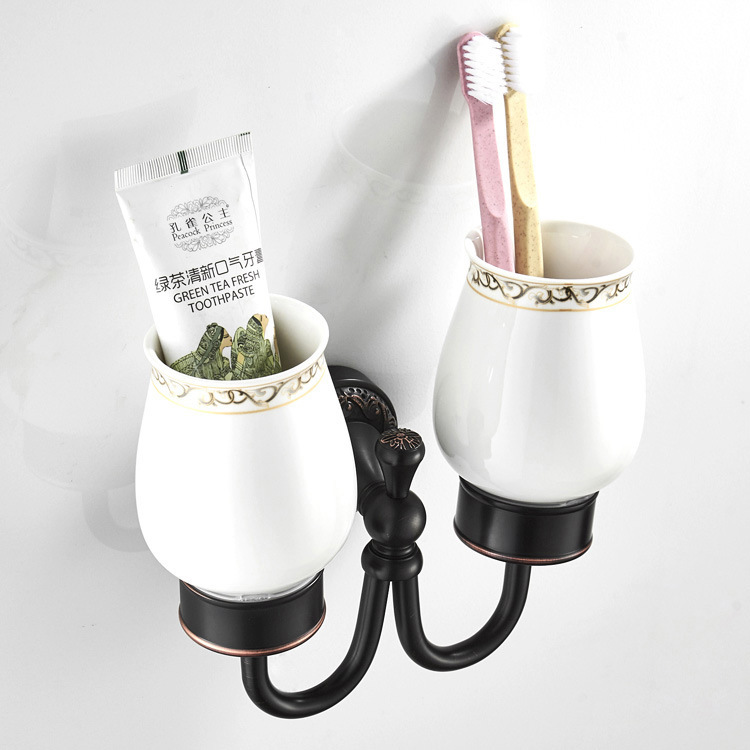 Massief Messing Zwart goud Badkamer Accessoires Set, Robe haak, Papierhouder, Handdoekstang, Zeepmand, badkamer Fitting Sets