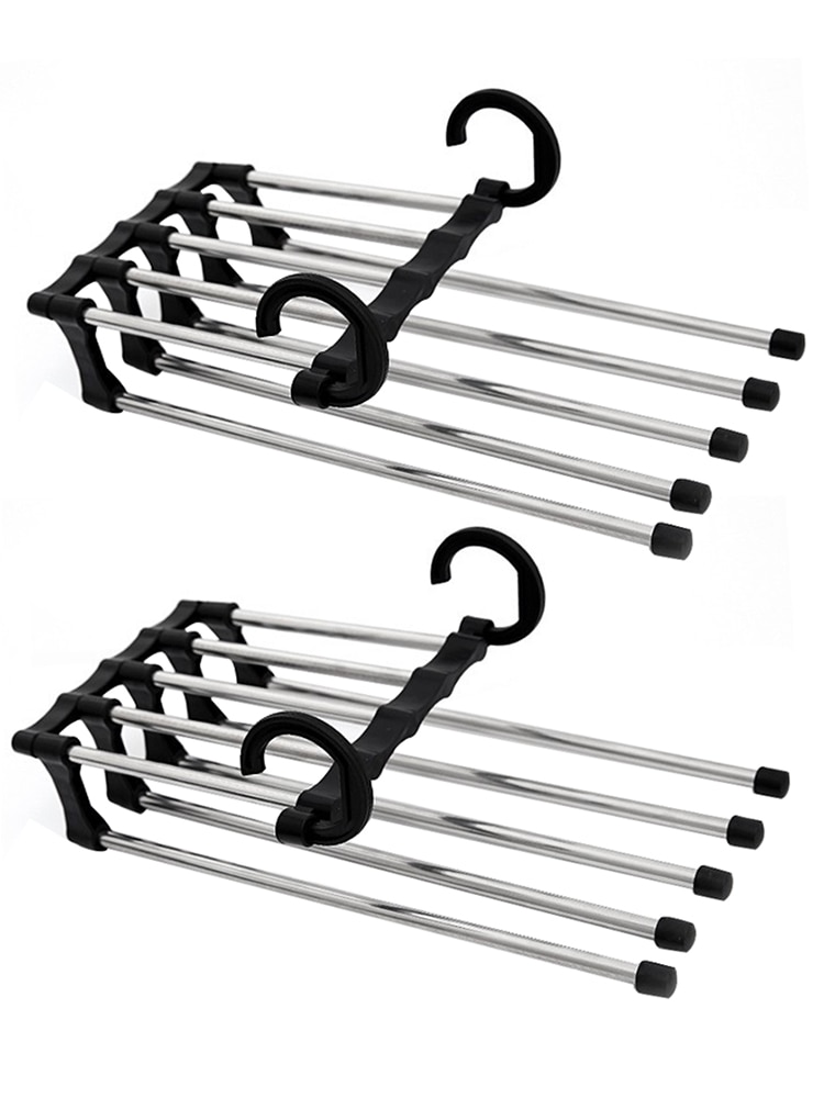 2pce-pantalon magique en acier inoxydable | Noir, 5 en un, écharpe, écharpe, support pour écharpe, multifonctionnel, rangement à domicile, Orangize