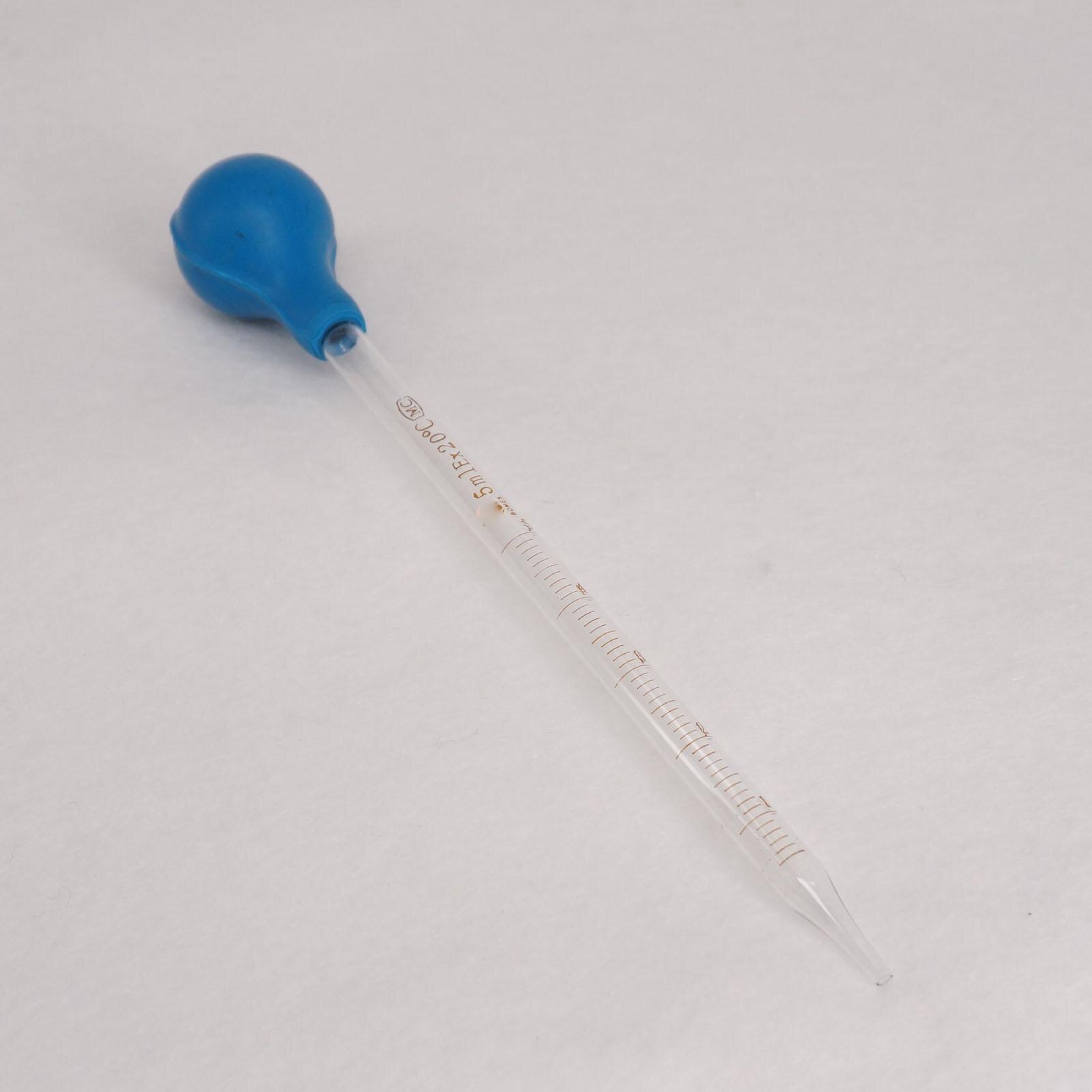5ml Glass Graduated Pipette with Rubber Bulb Lab Chemistry Dropper Dispensing