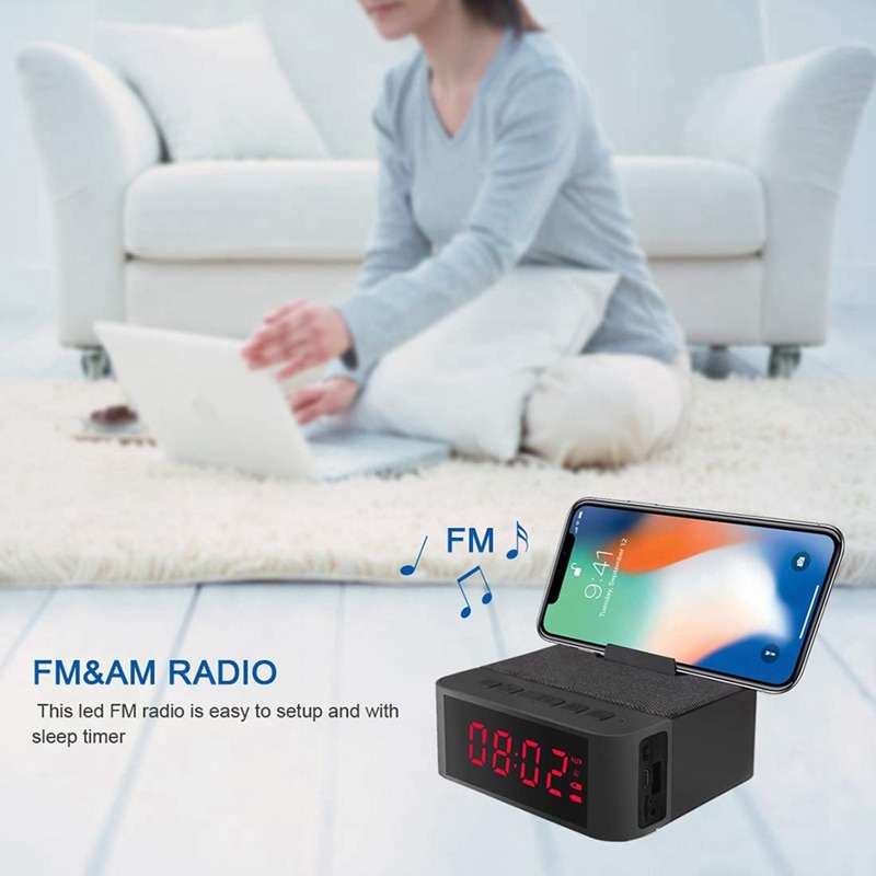Digital Radio Alarm Clock All-In-One With Wireless Speaker,Am/Fm Radio,Usb Charging Port,Snooze,Ac And Battery Operated