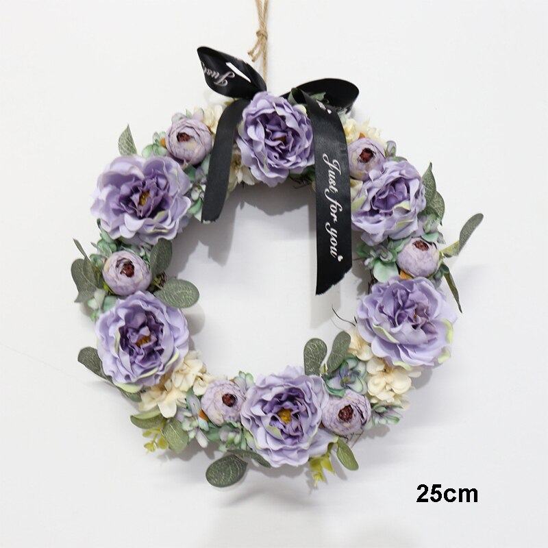 Kunstig simulering blomster bryllupsdekorasjon jul kransdør dekorasjon rose blomsterkrans hjem fest dekor: 1