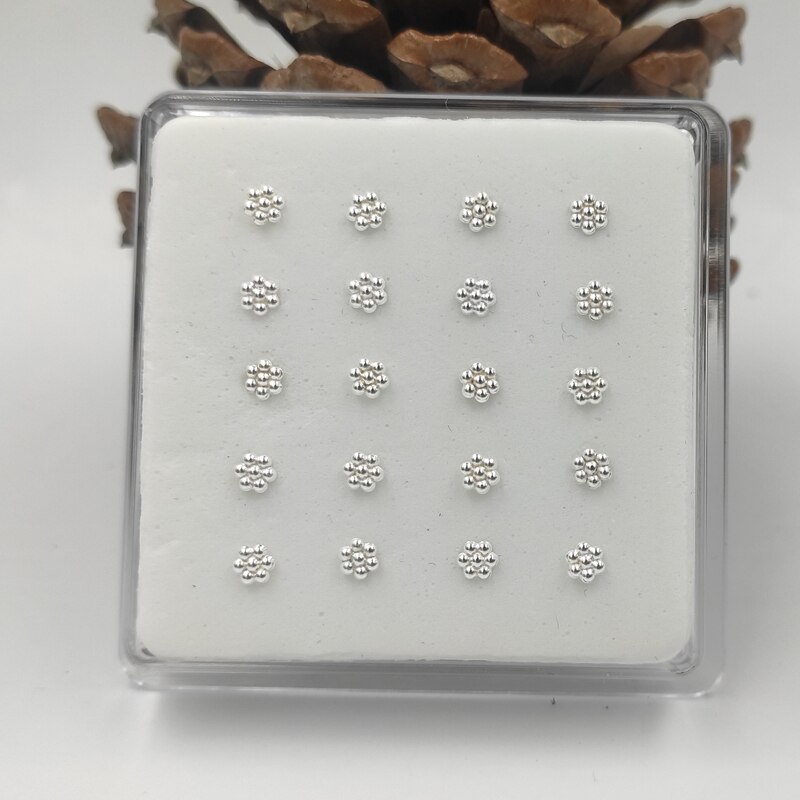 925 nasenstecker aus sterlingsilber mit blumenmotiv, 20 stück/packung