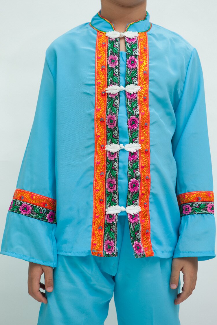 Miao ropa para niños Miao ropa Hmong chino disfraz de Baile Folclórico Hmong chino tradicional traje de la danza: blue / M