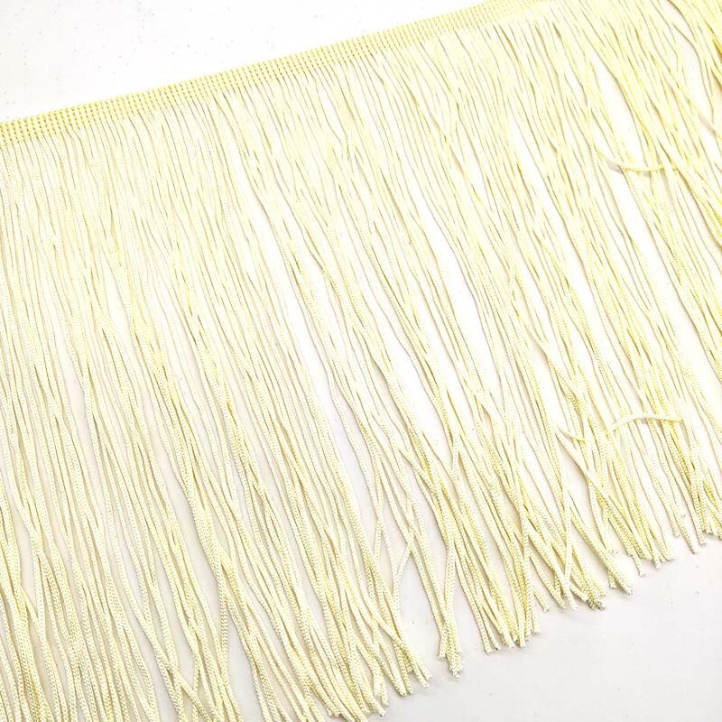 Ruban à franges en dentelle blanche de 50CM de Long, 15CM de large, pour bricolage, robe latine, vêtements de scène, accessoires: Beige