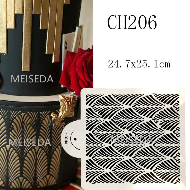 Cake Stencil Leaf Shape Pattern Cake Decorating Plastic Lace Cake Boder Stencils Template DIY Drawing Mold Baking Accessories: Ch206
