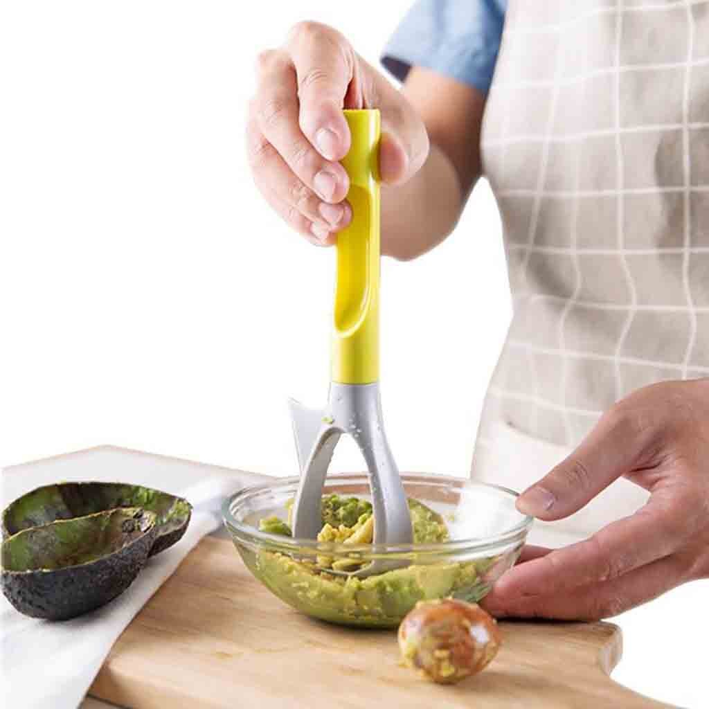 Accesorios de cocina 5 en 1, rebanador de aguacate, herramienta de fruta, machacador de verduras de plástico, multifunción, portátil, 1 unidad,