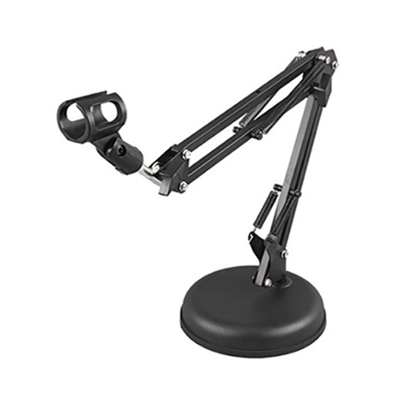 TOP Desk Mic Stand Adjustable Desktop Microphone Stand Tabletop Table Top Short Stand with Gear Fixing Boom Arm: A